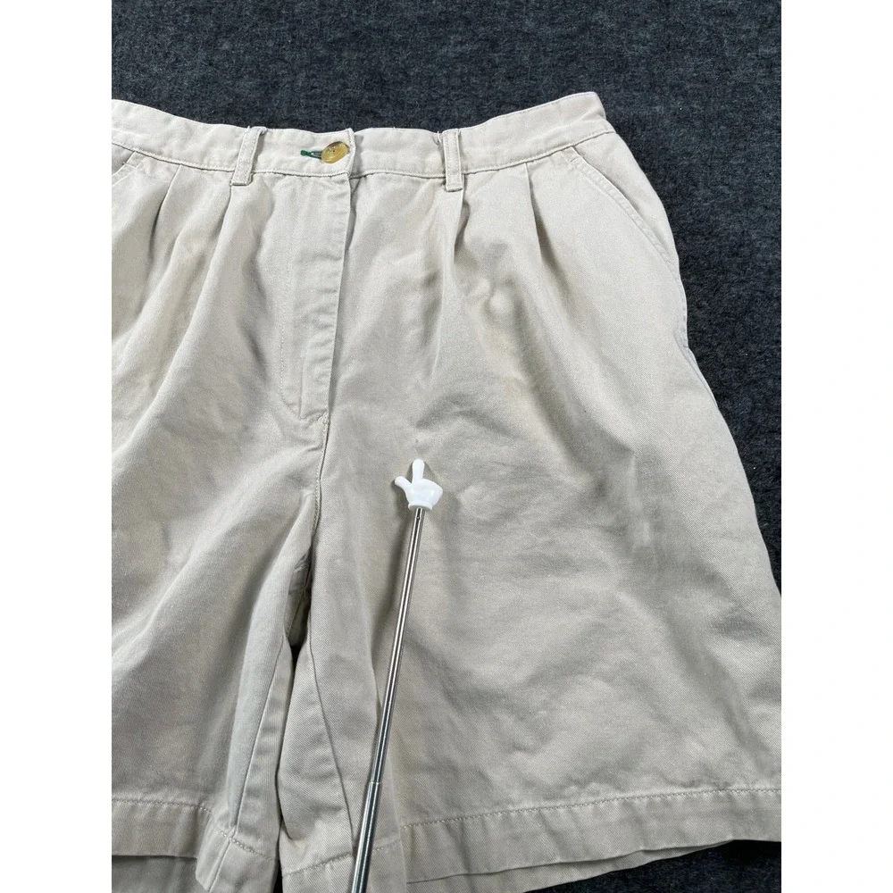 Tommy Hilfiger Chino Shorts Womens 10 Khaki Good Vintage Pleated High Waist